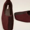 Burgundy Leather Bicolor Flat Shoes