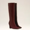 Burgundy Leather Bicolor Knee High Boots