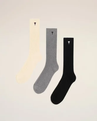 Cotton Three Pack Black Ami De Coeur Socks