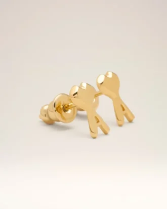 Gold Brass Ami De Coeur Hammered Earrings