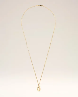 Gold Brass Hammered “0” Pendant Necklace