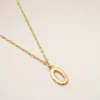 Gold Brass Hammered “0” Pendant Necklace