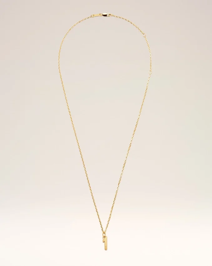 Gold Brass Hammered “1” Pendant Necklace Gold Brass Hammered “1” Pendant Necklace