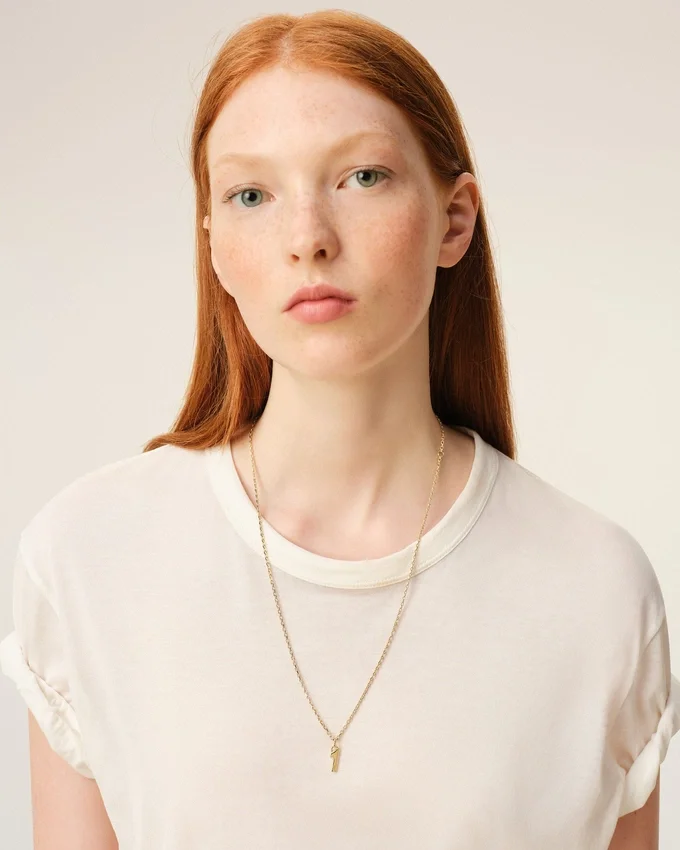Gold Brass Hammered “1” Pendant Necklace Gold Brass Hammered “1” Pendant Necklace