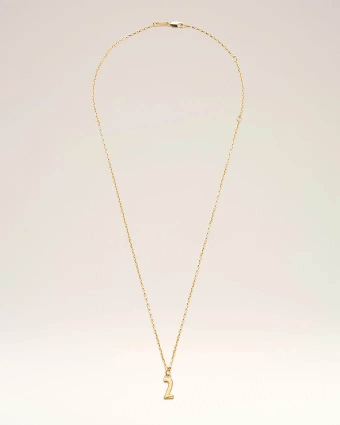 Gold Brass Hammered “2” Pendant Necklace Gold Brass Hammered “2” Pendant Necklace