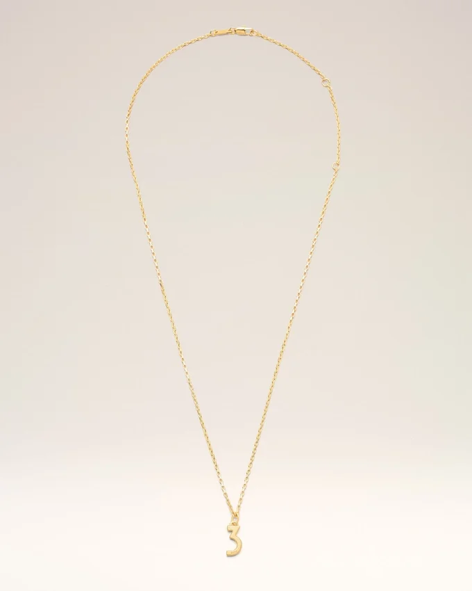 Gold Brass Hammered “3” Pendant Necklace Gold Brass Hammered “3” Pendant Necklace