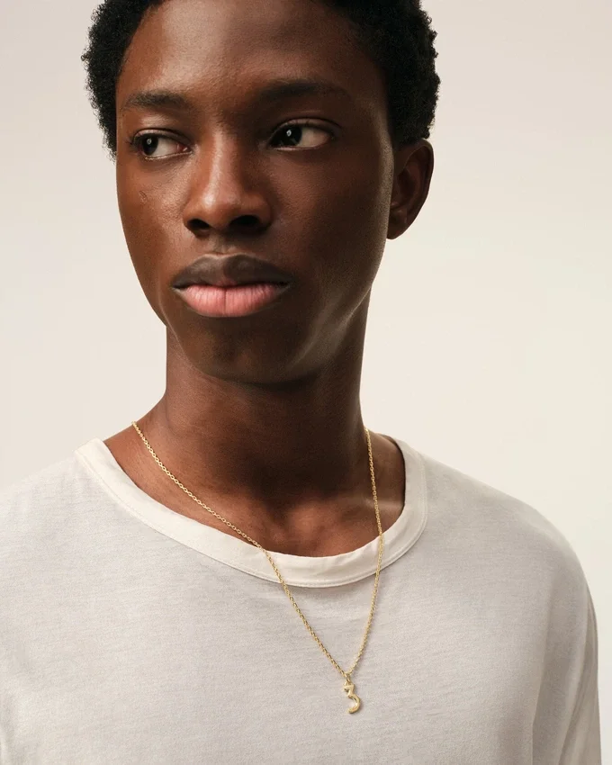 Gold Brass Hammered “3” Pendant Necklace Gold Brass Hammered “3” Pendant Necklace