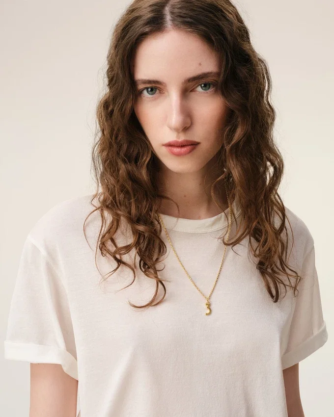 Gold Brass Hammered “3” Pendant Necklace Gold Brass Hammered “3” Pendant Necklace
