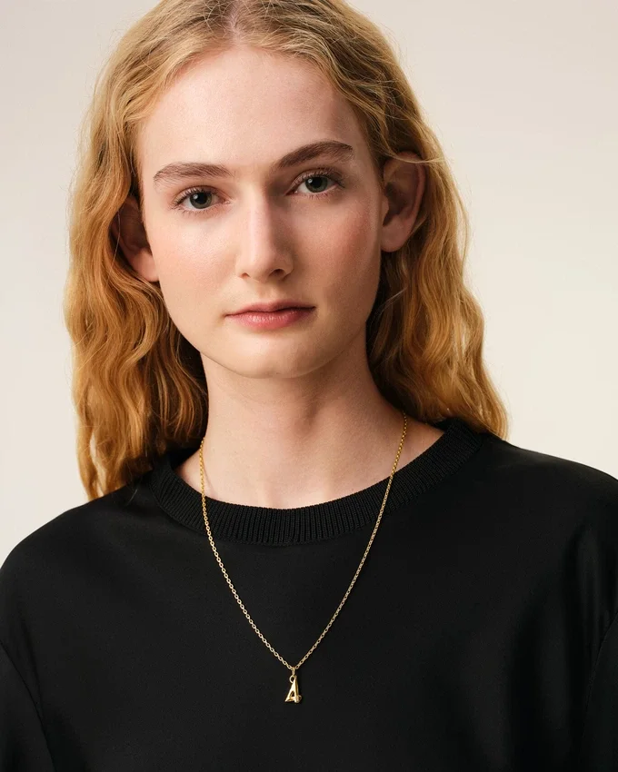 Gold Brass Hammered “4” Pendant Necklace Gold Brass Hammered “4” Pendant Necklace