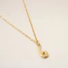 Gold Brass Hammered “6” Pendant Necklace