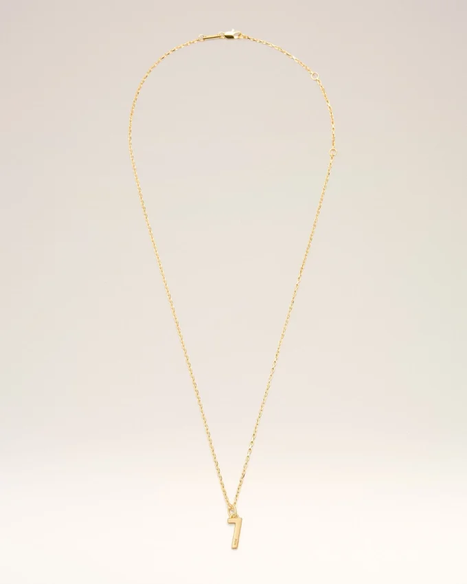 Gold Brass Hammered “7” Pendant Necklace Gold Brass Hammered “7” Pendant Necklace