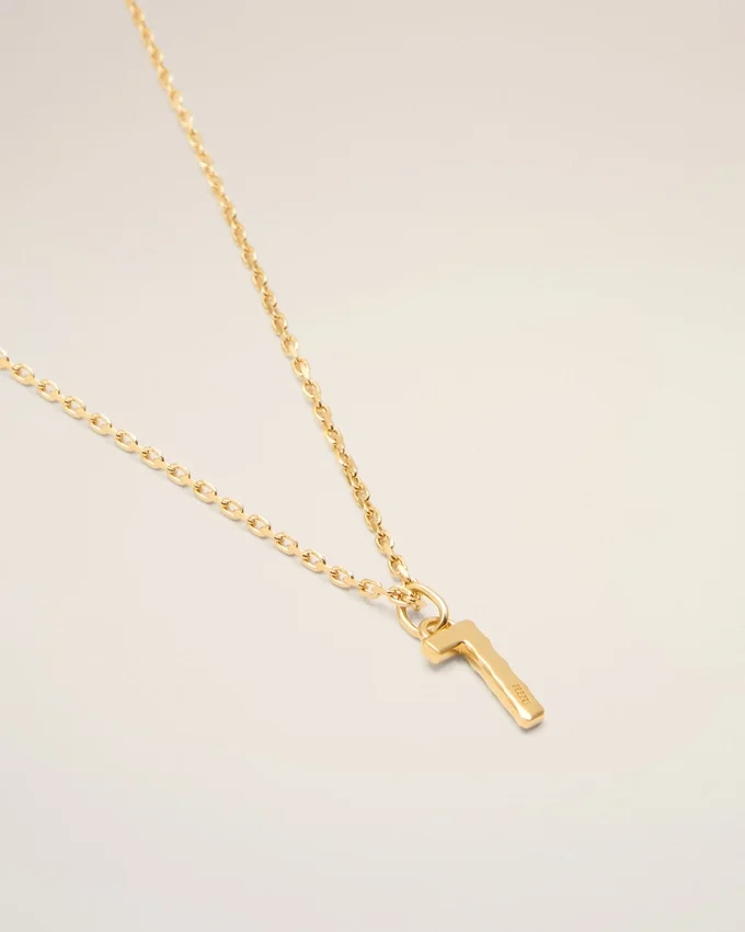 Gold Brass Hammered “7” Pendant Necklace Gold Brass Hammered “7” Pendant Necklace