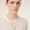 Gold Brass Hammered “8” Pendant Necklace