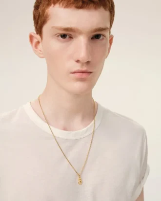 Gold Brass Hammered “8” Pendant Necklace