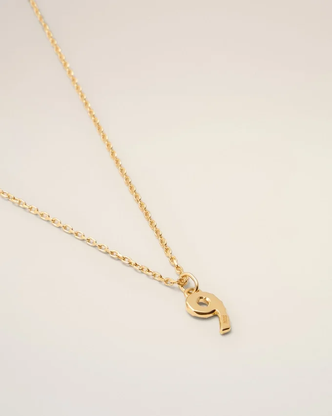Gold Brass Hammered “9” Pendant Necklace Gold Brass Hammered “9” Pendant Necklace