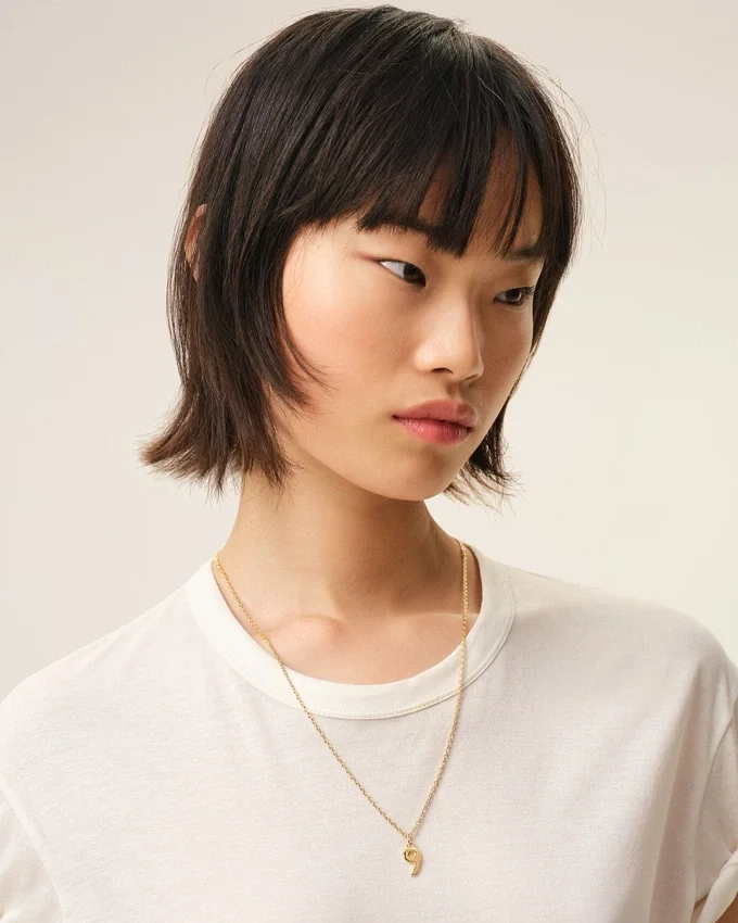 Gold Brass Hammered “9” Pendant Necklace Gold Brass Hammered “9” Pendant Necklace
