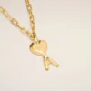 Gold Brass Hammered Ami De Coeur Necklace
