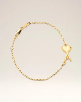 Gold Brass Thin Hammered Ami De Coeur Bracelet