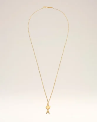 Gold Brass Thin Hammered Ami De Coeur Necklace