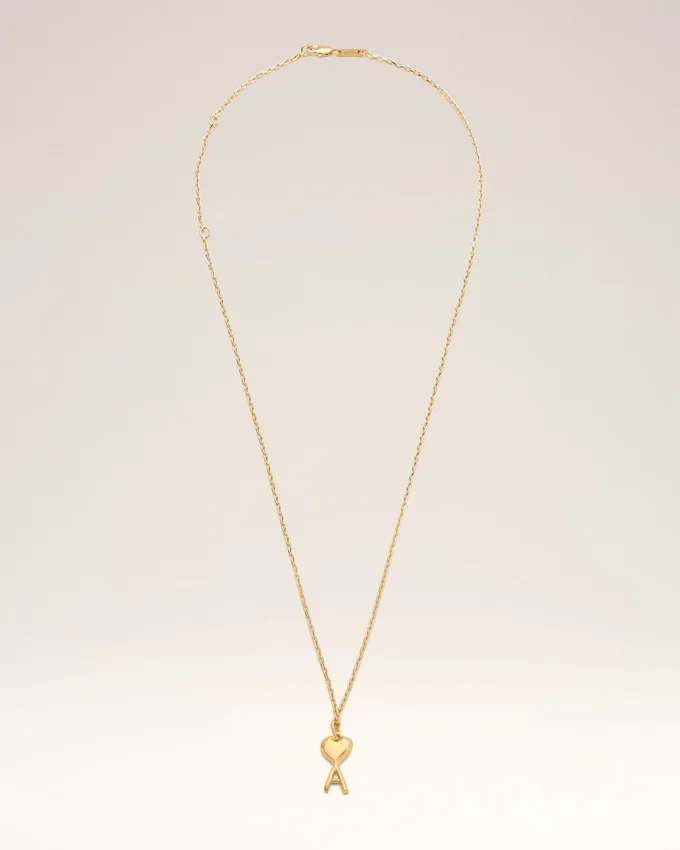 Gold Brass Thin Hammered Ami De Coeur Necklace Gold Brass Thin Hammered Ami De Coeur Necklace