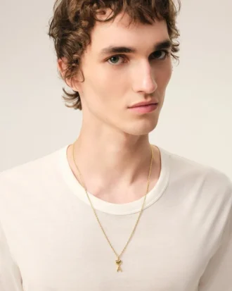 Gold Brass Thin Hammered Ami De Coeur Necklace