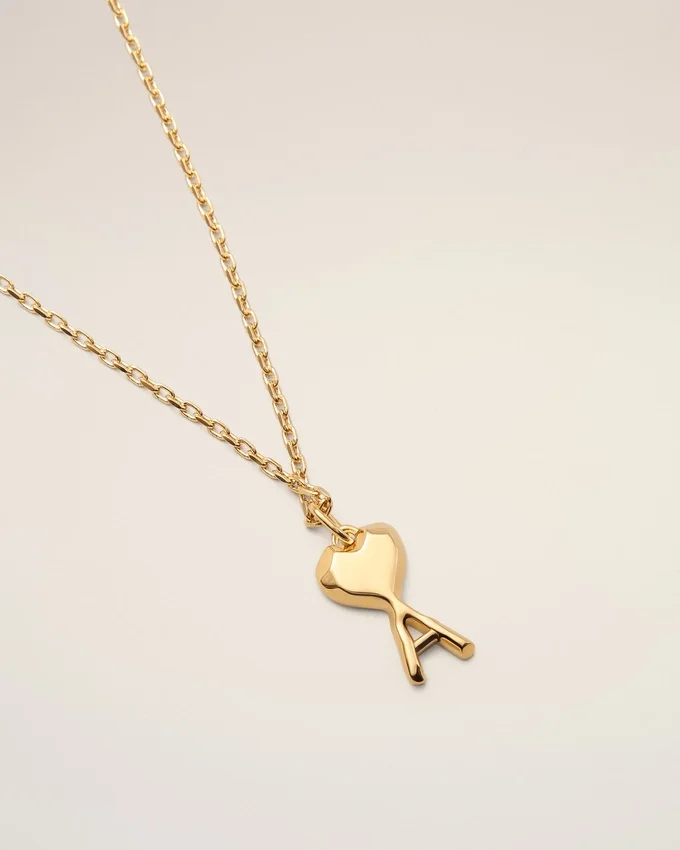 Gold Brass Thin Hammered Ami De Coeur Necklace Gold Brass Thin Hammered Ami De Coeur Necklace