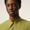 Green Blended Silk Sharp Collar Adjusted Shirt Green Blended Silk Sharp Collar Adjusted Shirt