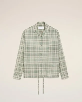 Green Boxy Cotton Checkered Shirt
