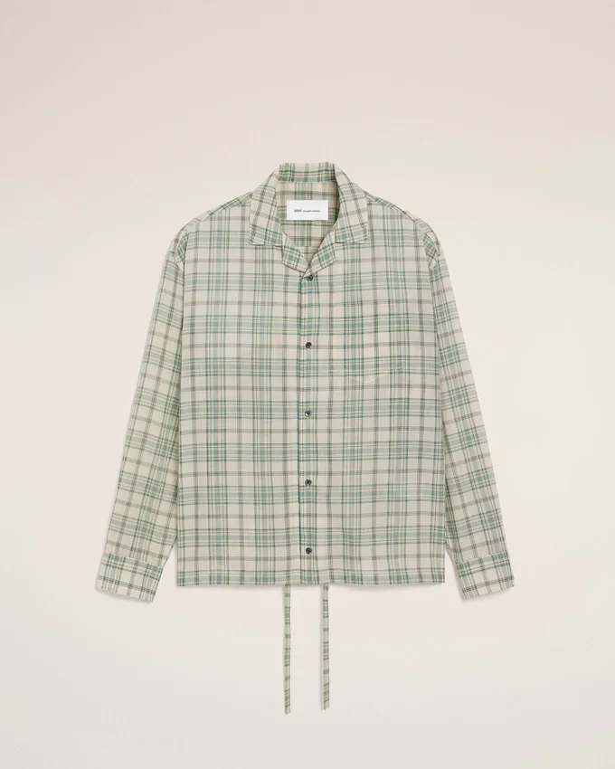 Green Boxy Cotton Checkered Shirt Green Boxy Cotton Checkered Shirt