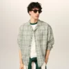 Green Boxy Cotton Checkered Shirt Green Boxy Cotton Checkered Shirt