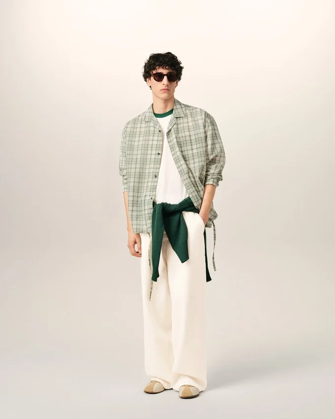 Green Boxy Cotton Checkered Shirt Green Boxy Cotton Checkered Shirt