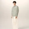 Green Boxy Cotton Checkered Shirt Green Boxy Cotton Checkered Shirt