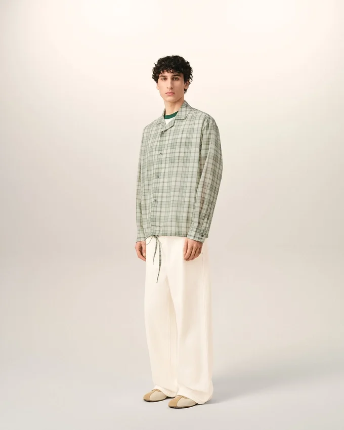 Green Boxy Cotton Checkered Shirt Green Boxy Cotton Checkered Shirt