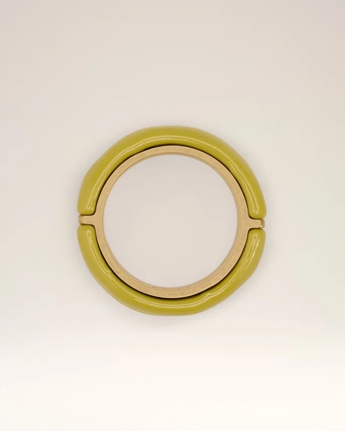 Green Brass Hammered Lacquered Ring Green Brass Hammered Lacquered Ring