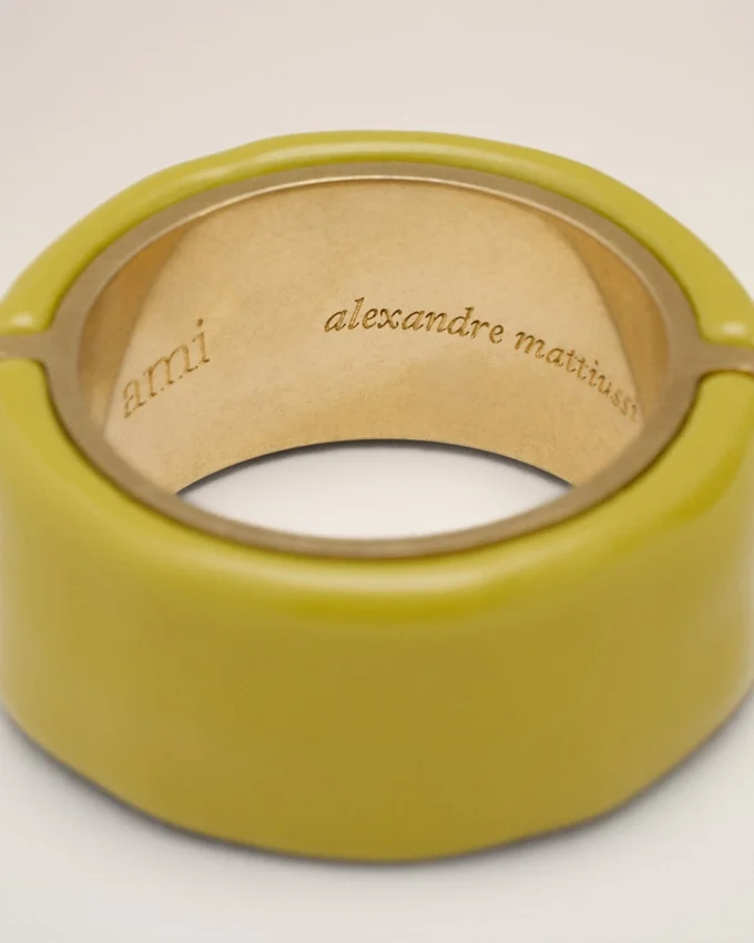 Green Brass Hammered Lacquered Ring Green Brass Hammered Lacquered Ring