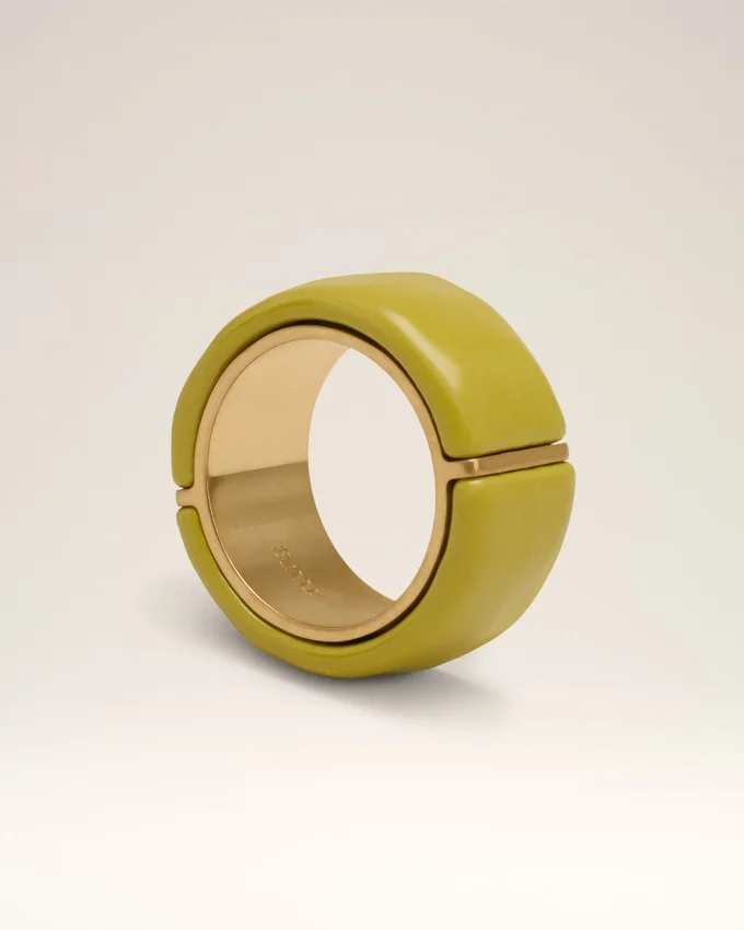Green Brass Hammered Lacquered Ring Green Brass Hammered Lacquered Ring