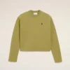 Green Cotton Ami De Coeur Cropped Sweatshirt Green Cotton Ami De Coeur Cropped Sweatshirt