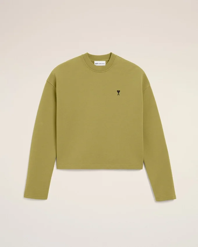 Green Cotton Ami De Coeur Cropped Sweatshirt Green Cotton Ami De Coeur Cropped Sweatshirt