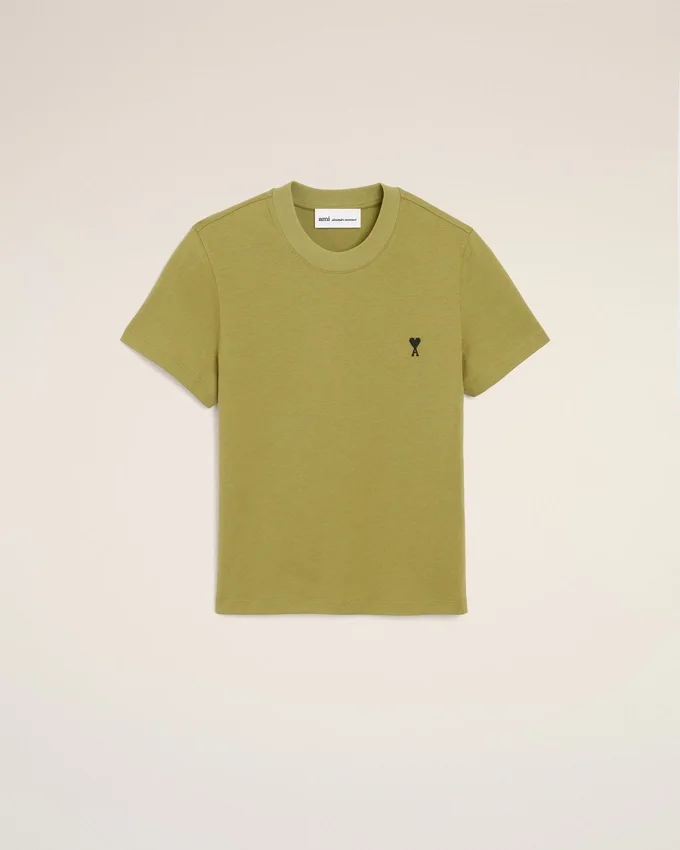 Green Cotton Ami De Coeur Cropped T-Shirt Green Cotton Ami De Coeur Cropped T-Shirt