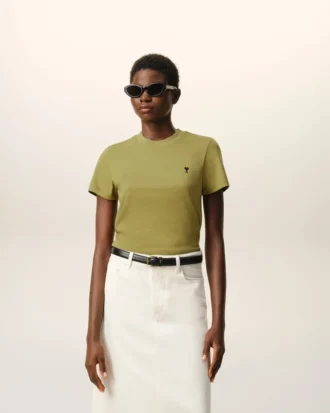 Green Cotton Ami De Coeur Cropped T-Shirt