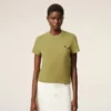 Green Cotton Ami De Coeur Cropped T-Shirt Green Cotton Ami De Coeur Cropped T-Shirt