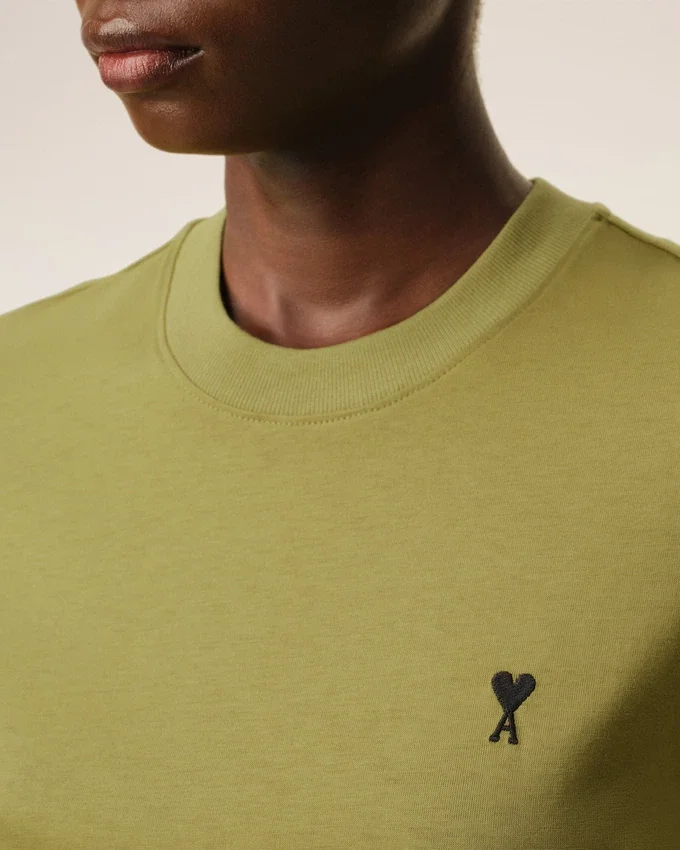 Green Cotton Ami De Coeur Cropped T-Shirt Green Cotton Ami De Coeur Cropped T-Shirt