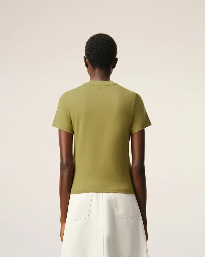 Green Cotton Ami De Coeur Cropped T-Shirt Green Cotton Ami De Coeur Cropped T-Shirt