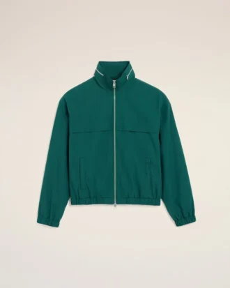 Green Cotton and Nylon Canvas Windbreaker