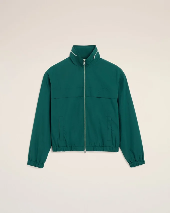 Green Cotton and Nylon Canvas Windbreaker Green Cotton and Nylon Canvas Windbreaker