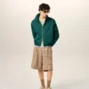 Green Cotton and Nylon Canvas Windbreaker Green Cotton and Nylon Canvas Windbreaker