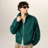 Green Cotton and Nylon Canvas Windbreaker Green Cotton and Nylon Canvas Windbreaker