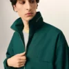 Green Cotton and Nylon Canvas Windbreaker Green Cotton and Nylon Canvas Windbreaker