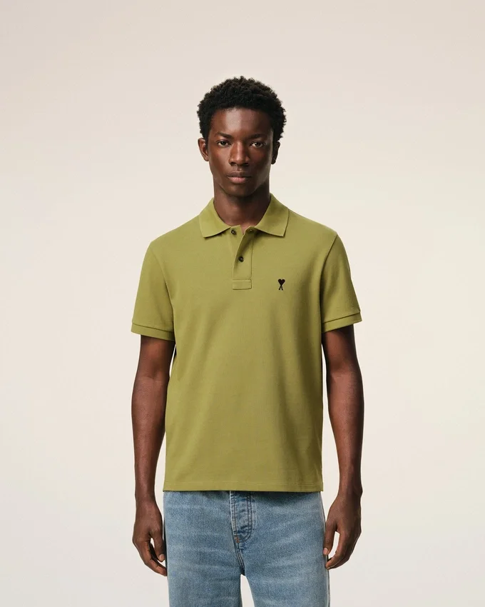 Green Cotton Short Sleeves Ami De Coeur Polo Shirt Green Cotton Short Sleeves Ami De Coeur Polo Shirt