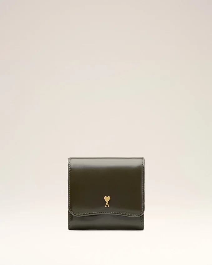 Green Cow Leather Paris Paris Compact Wallet Green Cow Leather Paris Paris Compact Wallet